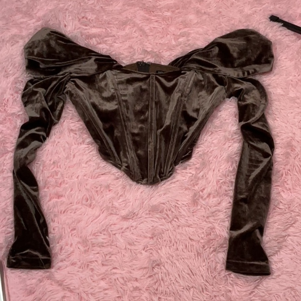 Brown fashion nova off the shoulder corset